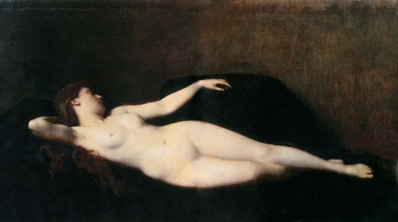 Jean-Jacques Henner Woman on a black divan, Sweden oil painting art
